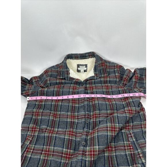 L.L. Bean Lumberjack Shirt Jacket Sherpa Lined Plaid Button Up Medium Regular - Picture 12 of 15